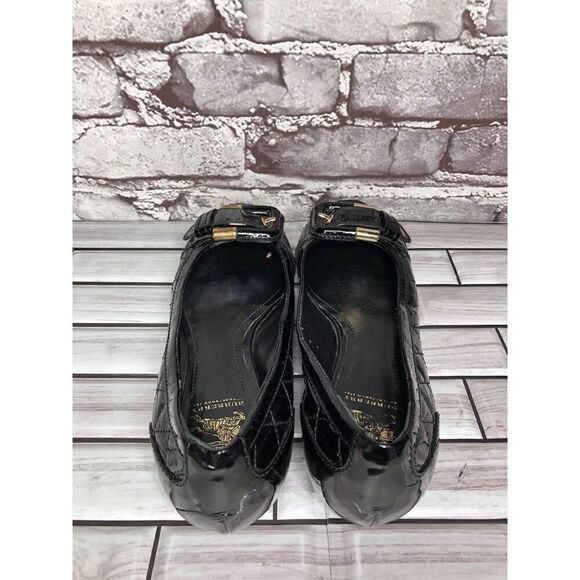 Burberry Black Patent Leather Quilted Buckle Strap Ballet Flats Women Sz 36EU/6M - Picture 8 of 16